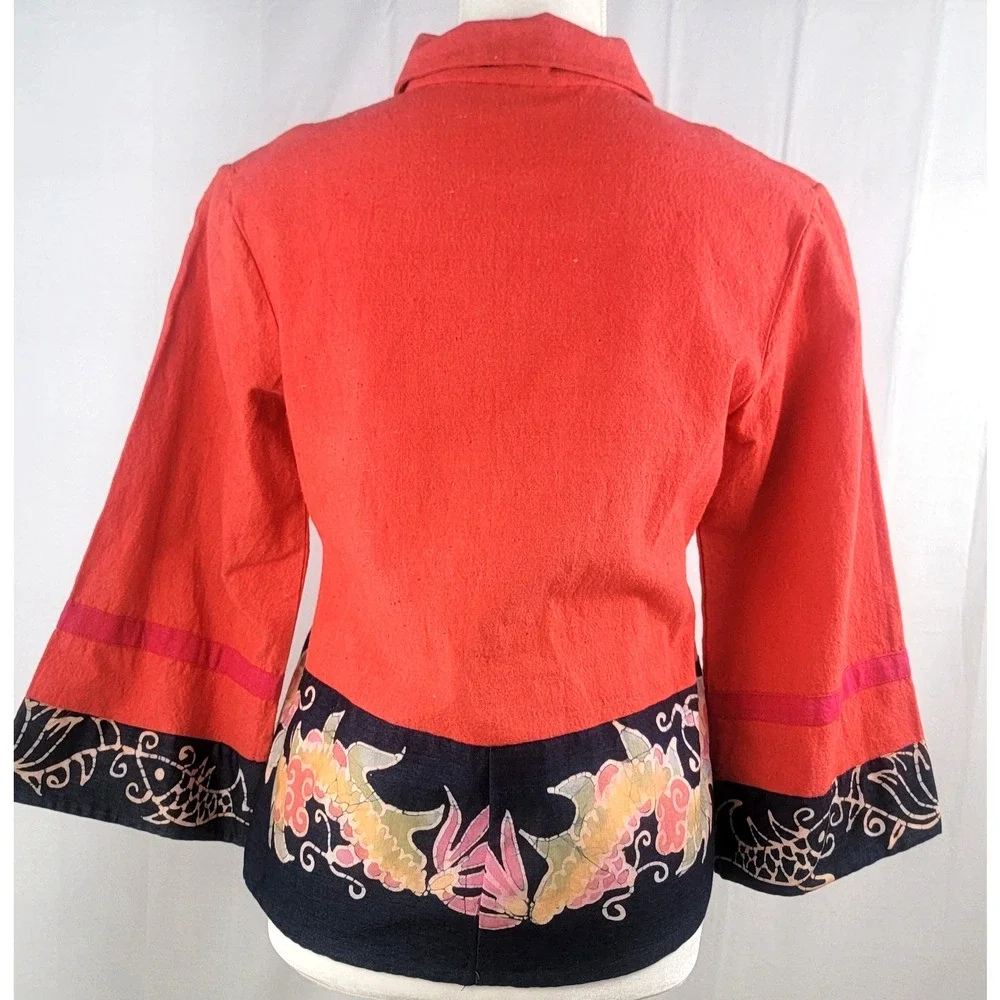 Vintage 90s Ro Me Batik Dragon Phoenix Boho Jacket